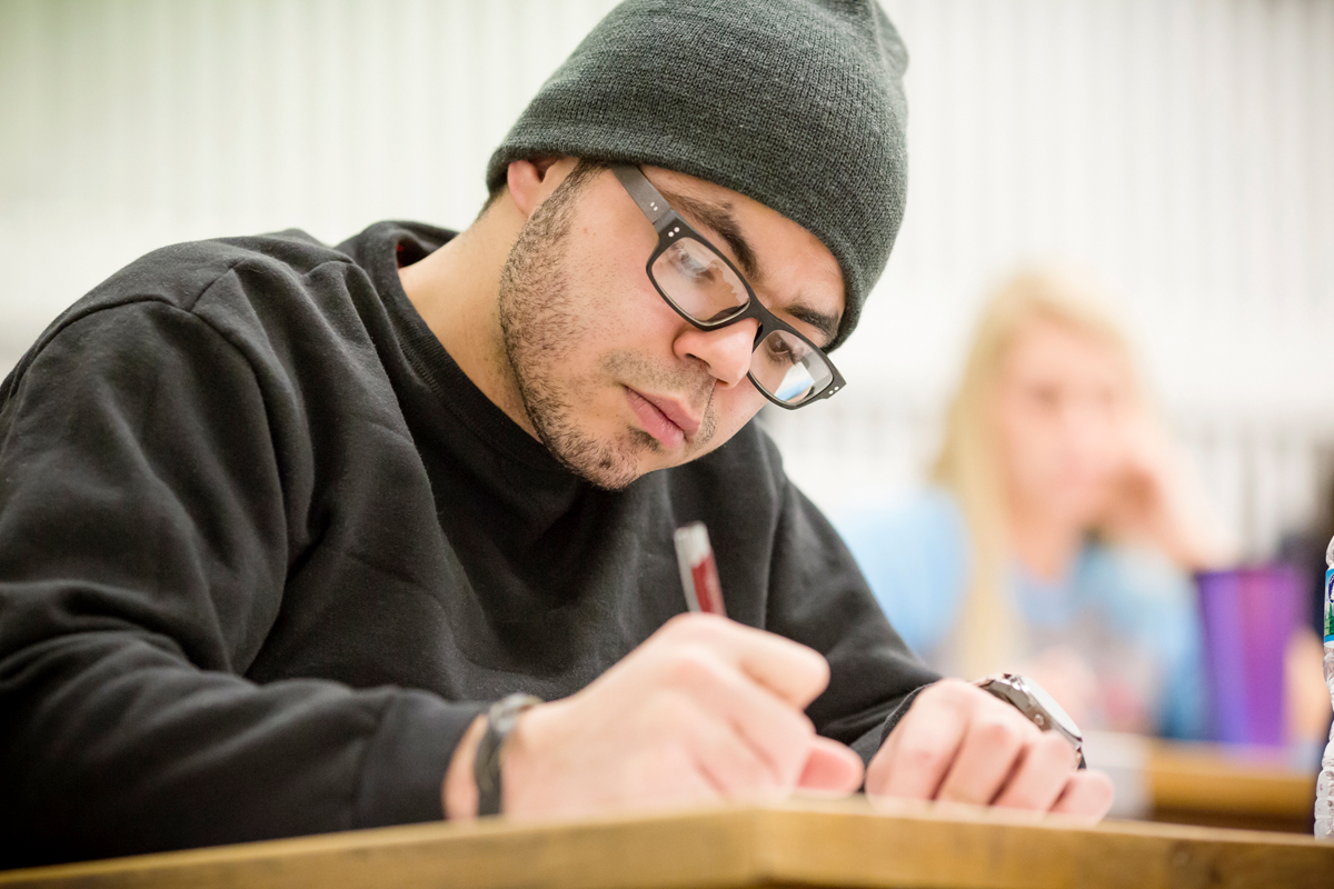 Student taking test