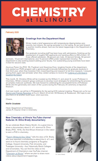 Screen shot of first two articles of the February 2020 eNewsletter