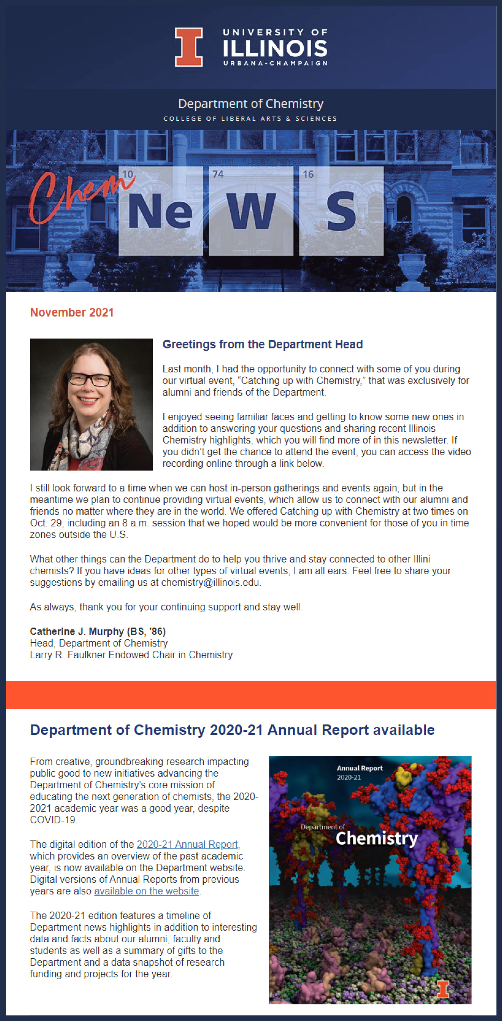 Screen shot of November 2021 Chem News