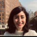 Head shot of Sarah Altman with a cityscape backdrop. 