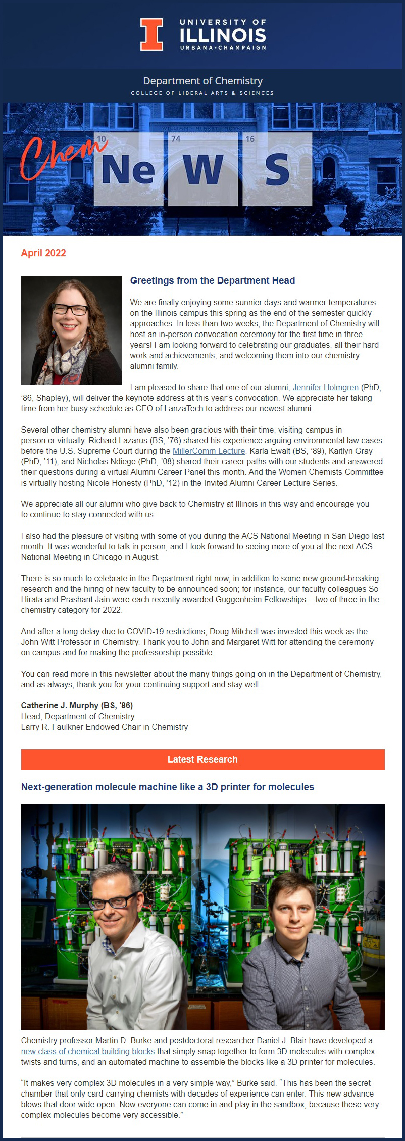 April 2022 e-Newsletter screen shot