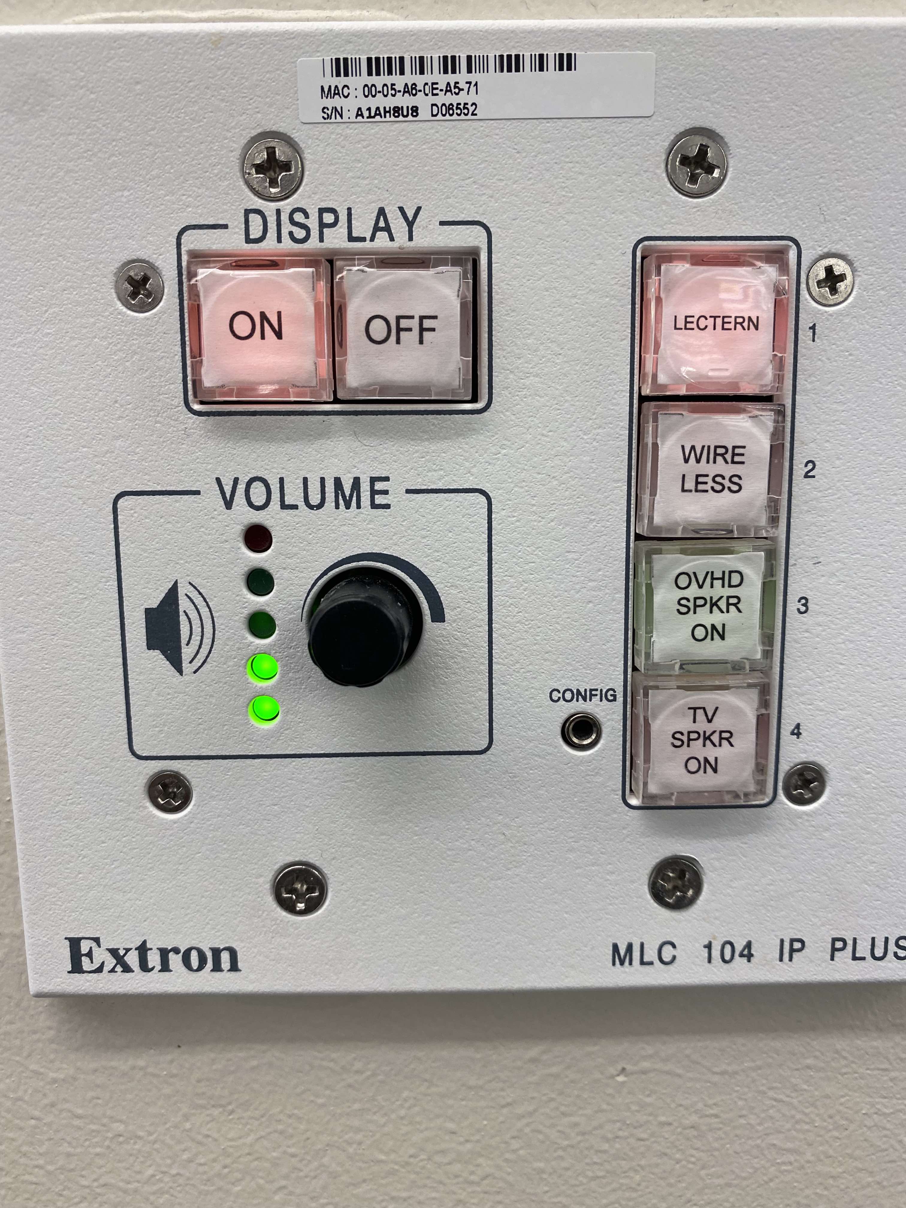 Extron Touch panel