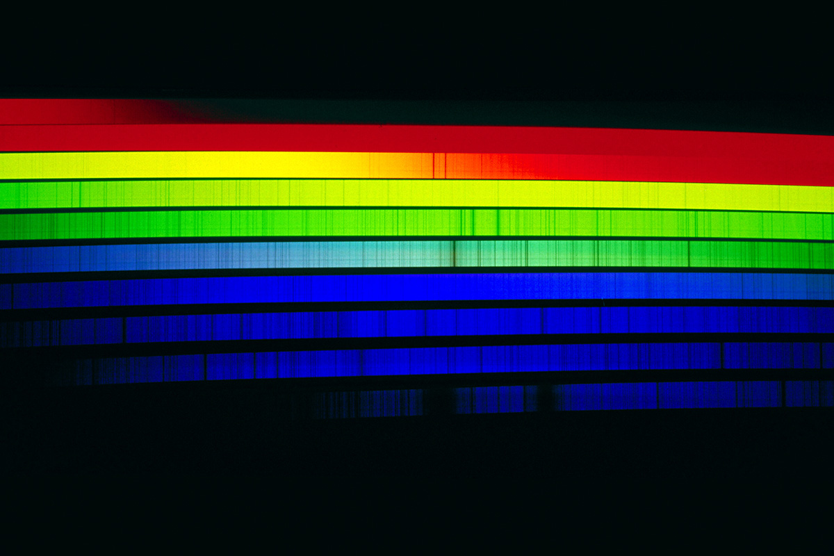 red, yellow, blue lines across a black screen