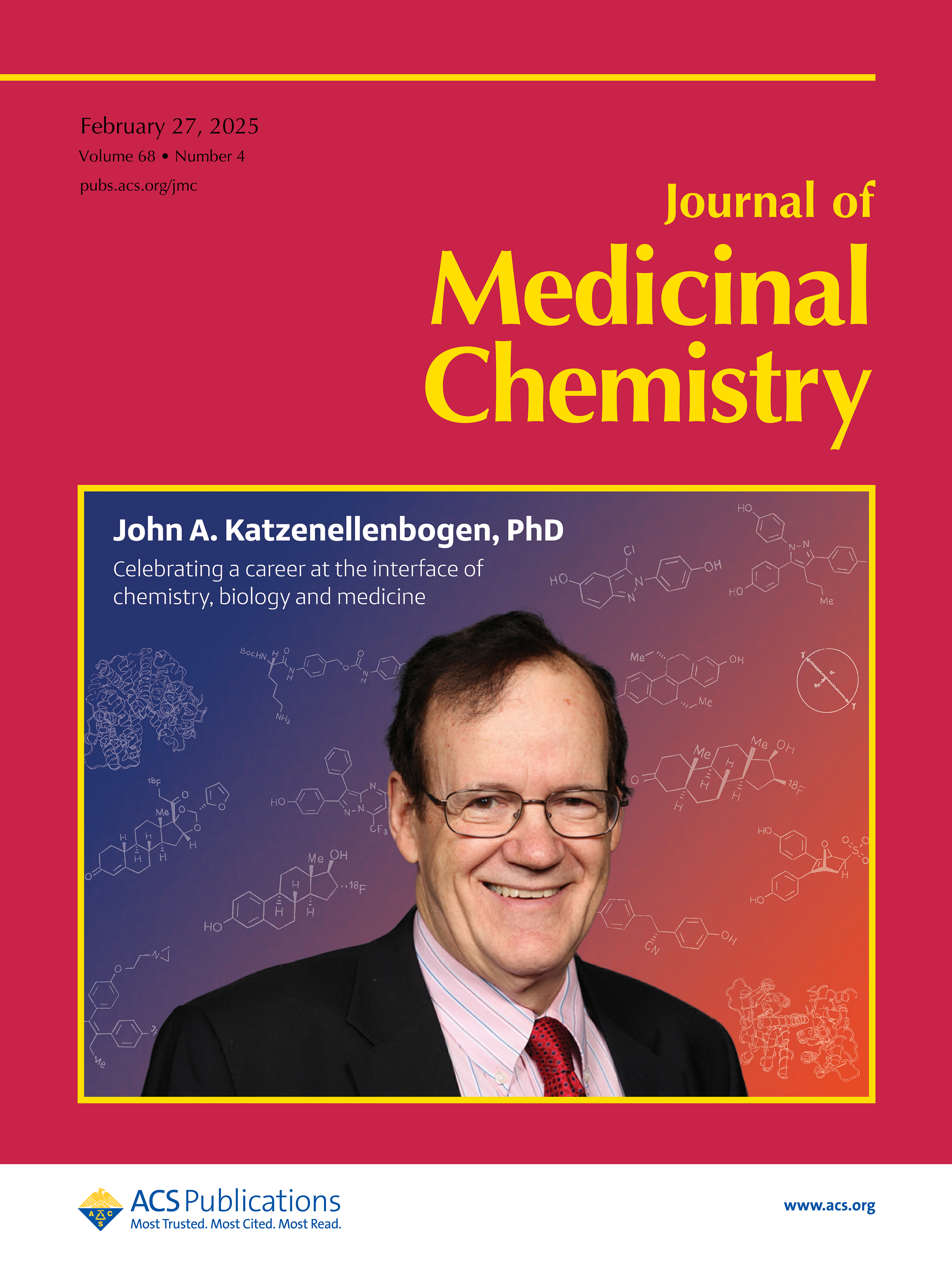 Image of the cover of the Journal of Medicinal Chemistry with a portrait of John A. Katzenellenbogen.