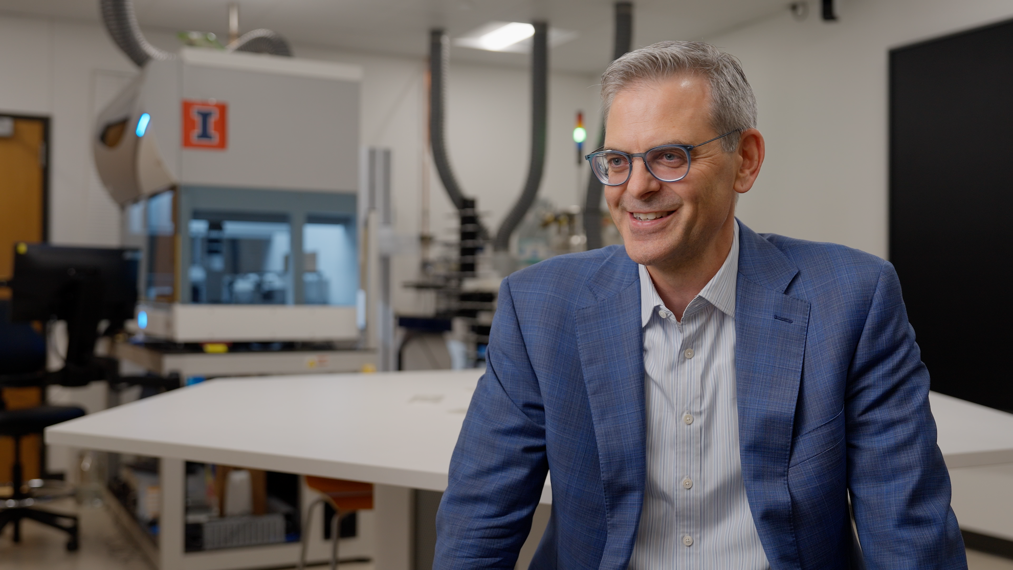 Martin Burke in a medical research room 