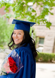 Graduate Woman with Roses