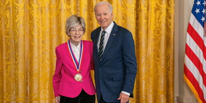 Mary-Dell Chilton standing with former U.S. President Joe Biden at the White House