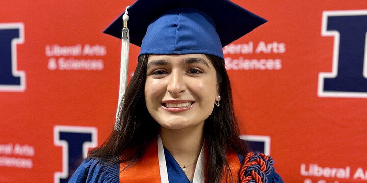 Head shot of Zara Lateef in a graduation cap