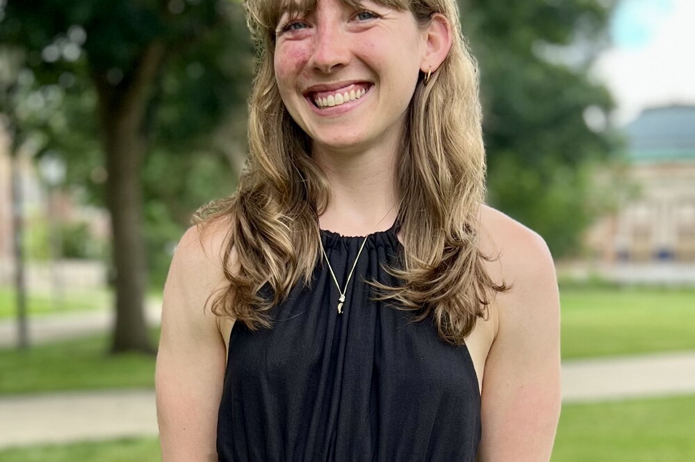 Rachel Schaaf stands on the University of Illinois quad