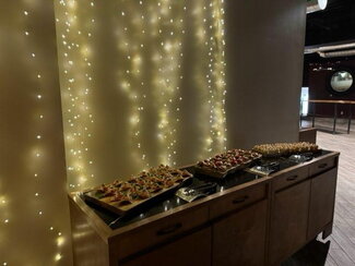 An appetizer table at the reception