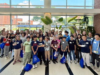 large group of kids standing together for a group photo