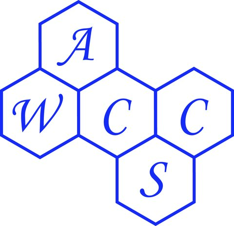 Blue and white image of the WCC/ACS logo, which is the letters of both acronyms in hexagon shapes.