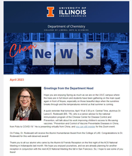 photo of the top portion of the e-news showing the title banner and department head greeting