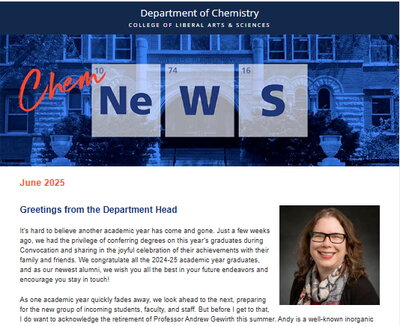 Screenshot of top portion of chemistry newsletter