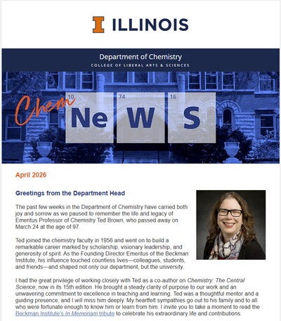 Top portion of the latest chemistry newsletter