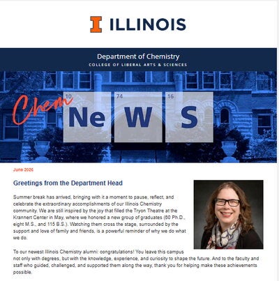 Top portion of the Department of Chemistry e-newsletter