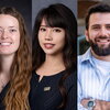Side by side headshots of three Beckman graduate fellows