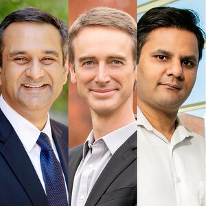 Side-by-side head shots of, from left, Rohit Bhargava, Paul Braun and Prashant Jain