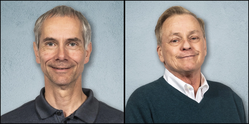 Head shots of Professor Martin Gruebele, left and Research Professor Stephen Sligar, right