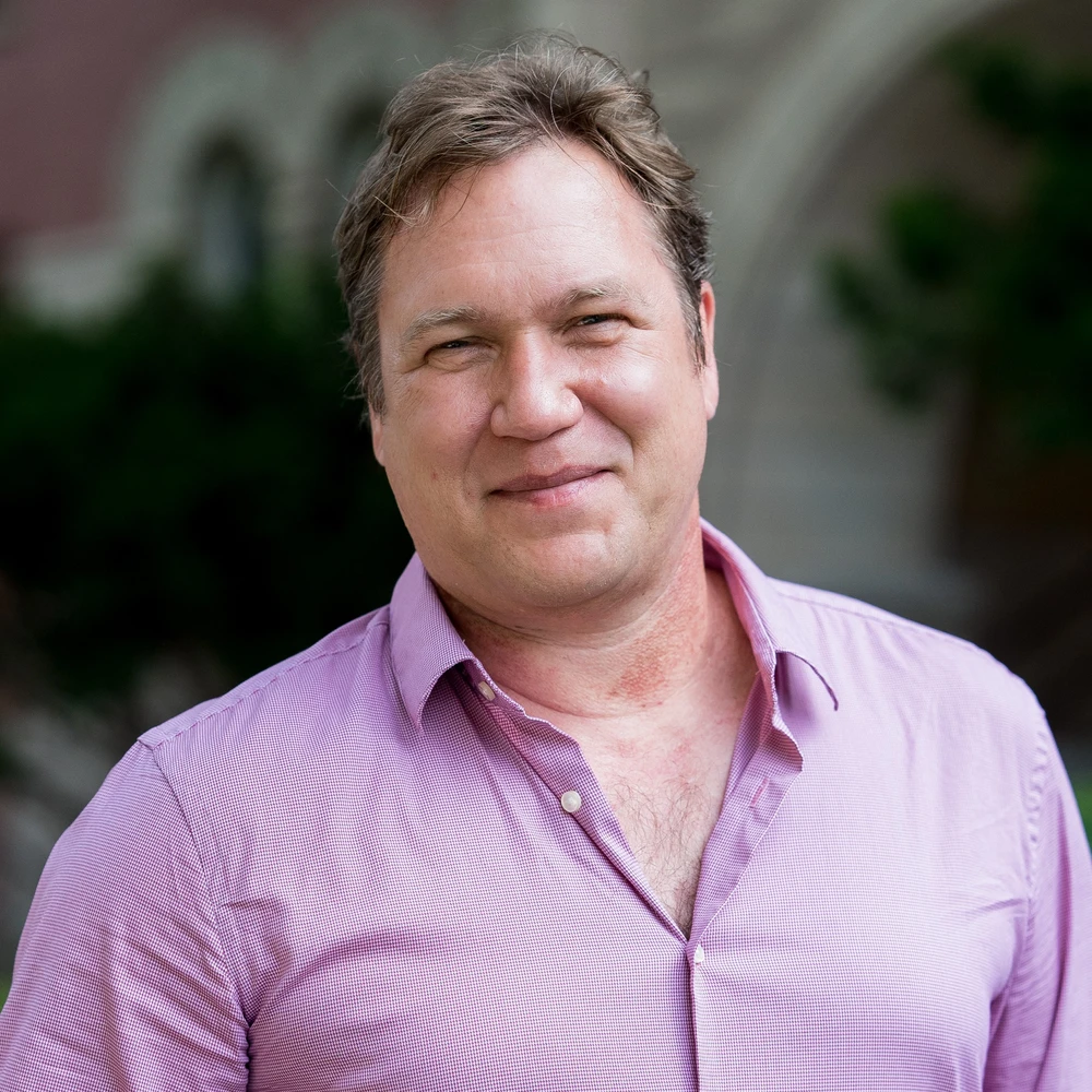 Head shot of Stephan Link in front of Noyes entrance