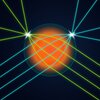 Graphic showing an orange sphere with lines passing through it, illustrating a spherical lens that allows light coming into the lens from any direction to be focused into a very small spot on the surface of the lens