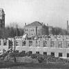 A black and white photo taken in 1901, which shows an early stage of the construction of the first couple floors of Noyes Laboratory. . 